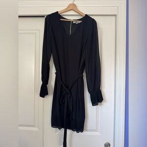 Naked Zebra Black Long Sleeve Dress with Tie Waist